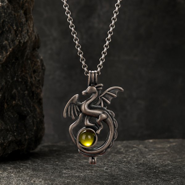 Personalized Western Fantasy Dragon Natural Birthstone Necklace Daily Jewelry Birthday Anniversary Gift for Women Men