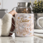 Personalized Pearl Shell 3D Effect Flower 11 oz / 15 oz Ceramic Mug with Name Birthday Anniversary Gift for Besties Sisters