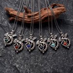 Personalized Western Fantasy Dragon Natural Birthstone Necklace Daily Jewelry Birthday Anniversary Gift for Women Men