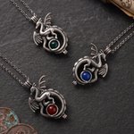 Personalized Western Fantasy Dragon Natural Birthstone Necklace Daily Jewelry Birthday Anniversary Gift for Women Men