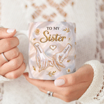 Personalized Pearl Shell 3D Effect Flower 11 oz / 15 oz Ceramic Mug with Name Birthday Anniversary Gift for Besties Sisters