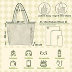 Personalisierte Cord-Tragetasche mit Häkelmotiv | mit Namen | groß | Strick- und Häkelzubehör | Reise-Essential | Geschenk für Strickliebhaber