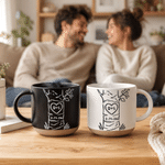 Personalized Heart Tree 12 oz Biscuit Base Ceramic Mug with Name and Date Daily Use Birthday Gift for Couple Family Woman