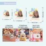 Personalized Funny Photo Balloon Birthday Hat Crown Sticker Label with Text Birthday Party Decoration Favor for Kids