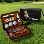 Personalised Cartoon Character Face Photo Golf Organizer Pouch and Golf Tools Set with Name Daily Use Father's Day Birthday Gift for Golf Lovers