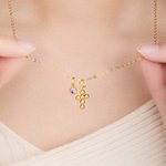 Personalised Beaded Cross Birthstone Necklace Dainty Jewellery Religious Birthday Gift for Christians Women