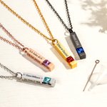 Personalisierte Halskette für Asche Haare Parfüm | mit Geburtsstein und Text-Gravur | Urnenkette | Erinnerungsschmuck | Geschenk für Frauen Männer
