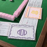 Personalized Multicolor Checkered Wave Border Monogram Mahjong Line Reader Mahjong Club Mahjong Game Night Birthday Gift for Mahjong Lover