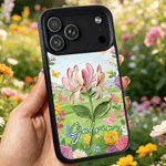 Personalised Oil Painted Birth Flower Butterfly Phone Case for iphone with Name Daily Use Birthday Gift for Girl Woman Friend