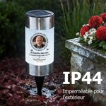Lampe solaire de jardin personnalisée avec nom et date - Cadeau commémoratif pour la famille