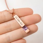 Personalisierte Halskette für Asche Haare Parfüm | mit Geburtsstein und Text-Gravur | Urnenkette | Erinnerungsschmuck | Geschenk für Frauen Männer