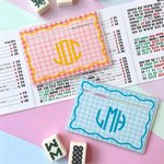 Personalized Multicolor Checkered Wave Border Monogram Mahjong Line Reader Mahjong Club Mahjong Game Night Birthday Gift for Mahjong Lover