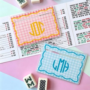 Personalized Multicolor Checkered Wave Border Monogram Mahjong Line Reader Mahjong Club Mahjong Game Night Birthday Gift for Mahjong Lover