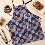 Personlig Funny Face Grillforkle med navn og lomme Bakegave til matlagingselsker Grillfan