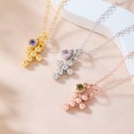 Personalised Beaded Cross Birthstone Necklace Dainty Jewellery Religious Birthday Gift for Christians Women