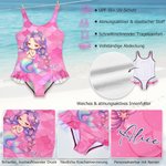 Personalisierter einteiliger Badeanzug mit Cartoon-Meerjungfrauendesign und Namen | Schwimm-Essential für den Sommer | Geburtstagsgeschenk für Mädchen