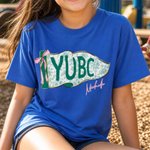 Personalized Multicolor Floral Bow Pennant Crop Top T-shirt with School Abbreviation and Name Daily Wear Graduation Ceremony Gift for Students