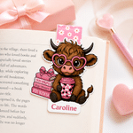 Personalised Highland Cow Magnetic Bookmark Clip with Name Birthday Holiday Gift for Bookworms Reading Lovers