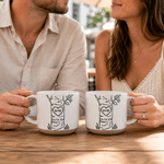 Personalized Heart Tree 12 oz Biscuit Base Ceramic Mug with Name and Date Daily Use Birthday Gift for Couple Family Woman