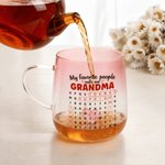 Personalised Gradient Crossword Puzzle Art Heart Glass Mug with 1-8 Names Daily Use Birthday Gift for Grandmother