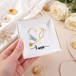 Cadeau d'anniversaire personnalisé pour le personnel médical en céramique en forme de coeur et de fleur de naissance.
