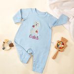 Personalised Cute Dog Bear Cowboy Boots 100% Cotton Baby Romper with Name Baby Shower Valentine's Day Gift for Newborn Mom