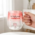 Personalised Gradient Crossword Puzzle Art Heart Glass Mug with 1-8 Names Daily Use Birthday Gift for Grandmother