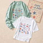 Personalised Sweet American Multicolour T-shirt Sweatshirt with Name and Text Daily Wear US Independence Day Gift for Family