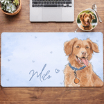 Personalized Watercolour Style Pet Photo Heart Non-Slip Mouse Pad Desk Mat with Name Daily Office Use Birthday Gift for Family Pet Lovers