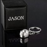 Personalised Monogram Motorbike Helmet Keychain with Box and Double-sided Engraved Name Birthday Father's Day Valentine's Day Gift for Men