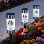 Lampe solaire de jardin personnalisée avec nom et date - Cadeau commémoratif pour la famille