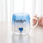 Personalised Gradient Crossword Puzzle Art Heart Glass Mug with 1-8 Names Daily Use Birthday Gift for Grandmother