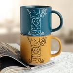 Personalized Heart Tree 12 oz Biscuit Base Ceramic Mug with Name and Date Daily Use Birthday Gift for Couple Family Woman