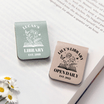 Personalized Book Birth Flower Magnetic PU Leather Bookmark Clip with Name Text and Year Reading Birthday Gift for Book Lovers Bookworms