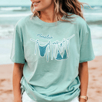 T-shirt personnalisé en coton 100% coton avec nom, bikini multicolore, fête de plage, cadeau d'anniversaire pour filles, copines.