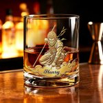 Personalisierte Wukong Monkey King Old-Fashioned 10 oz Whiskey Glas mit Namen täglichen Gebrauch Geburtstag Jahrestag Geschenk für Papa Mann