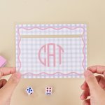 Personalized Multicolor Checkered Wave Border Monogram Mahjong Line Reader Mahjong Club Mahjong Game Night Birthday Gift for Mahjong Lover