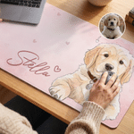 Personalized Watercolour Style Pet Photo Heart Non-Slip Mouse Pad Desk Mat with Name Daily Office Use Birthday Gift for Family Pet Lovers