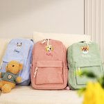 Personalized Cute Embroidered Pet Photo Corduroy Kid Backpack with Name Back to School Birthday Gift for Kids Pet Lovers