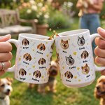 Personalized Cute 1-3 Cartoon Dogs Paw Print 11/15 oz Ceramic Coffee Mug with Name Daily Use Birthday Gift for Dog Owners Pet Lovers