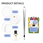 Personalised Cute Cartoon Pattern PU Leather ID Badge Holder with Name and Lanyard Back to School Teacher's Day Appreciation Gift for Teacher