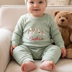 Personalised Cute Dog Bear Cowboy Boots 100% Cotton Baby Romper with Name Baby Shower Valentine's Day Gift for Newborn Mom