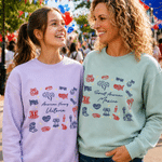 Personalised Sweet American Multicolour T-shirt Sweatshirt with Name and Text Daily Wear US Independence Day Gift for Family