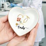 Cadeau d'anniversaire personnalisé pour le personnel médical en céramique en forme de coeur et de fleur de naissance.