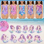 Personalisierter einteiliger Badeanzug mit Cartoon-Meerjungfrauendesign und Namen | Schwimm-Essential für den Sommer | Geburtstagsgeschenk für Mädchen