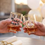 Personalised Funny Middle Finger Graduation Cap Whiskey Glass with Initial and Text Graduation Party Fun Gag Gift for Graduates
