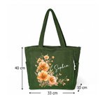 Gepersonaliseerde grote ribfluwelen tas met aquarel bloemenontwerp en naam - voor dagelijks gebruik verjaardag of vrijgezellenfeest cadeau voor haar