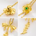 Personalised Bow Flower Birthstone Necklace with Name Dainty Jewellery Birthday Anniversary Mother's Day Gift for Mother