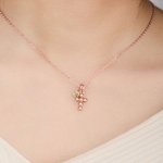 Personalised Beaded Cross Birthstone Necklace Dainty Jewellery Religious Birthday Gift for Christians Women