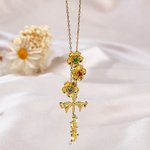 Personalised Bow Flower Birthstone Necklace with Name Dainty Jewellery Birthday Anniversary Mother's Day Gift for Mother
